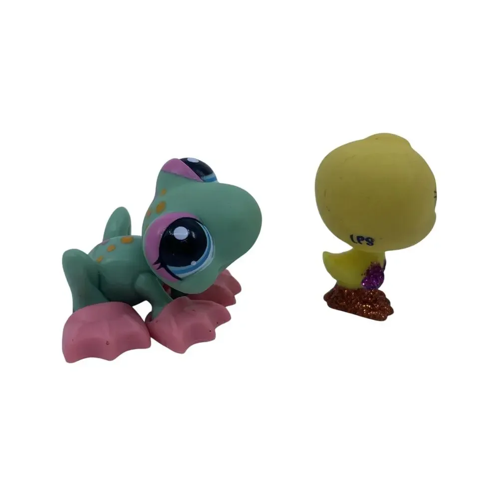 Littlest Pet Shop LPS #2356 #2357 Glitter Duck & Spotted Frog Pretty Pairs